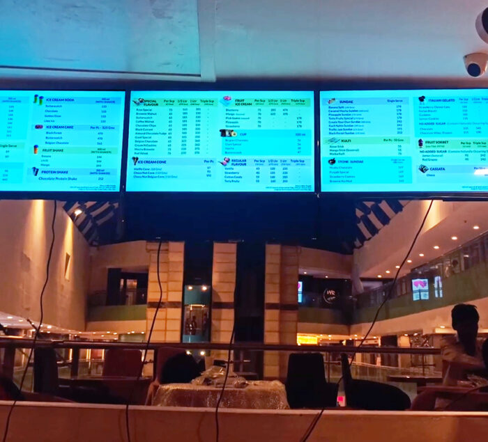 digital menu board giani icecream